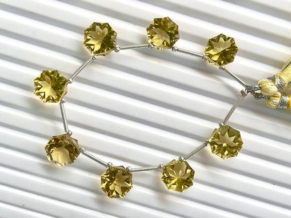 OLIVE QUARTZ Octagon Star Diamond Cut Beads, 11x11mm, Olive quartz gemstone beads, Beadsforyourjewellery