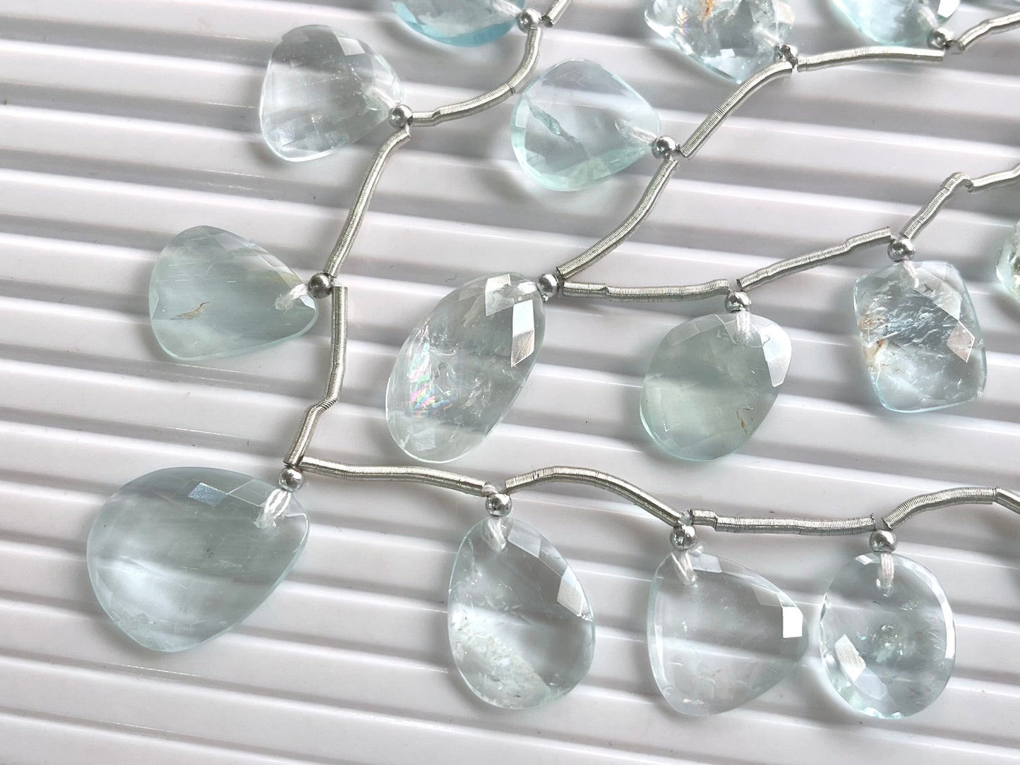 Aquamarine Uneven Shape Rose Cut Briolette Beads