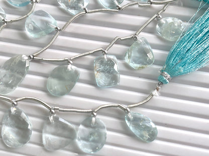 Aquamarine Uneven Shape Rose Cut Briolette Beads