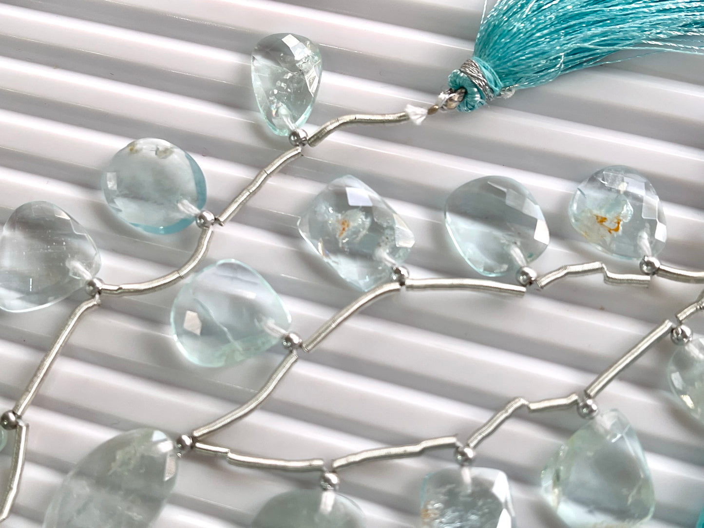 Aquamarine Uneven Shape Rose Cut Briolette Beads