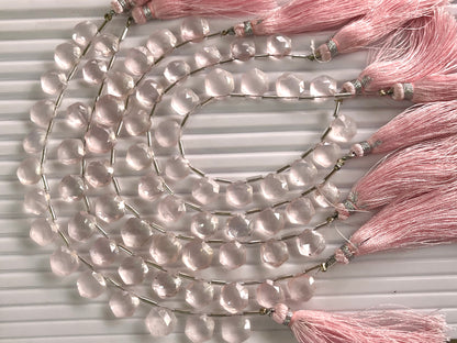 Rose Quartz Hexagon Shape Faceted Briolette Beads