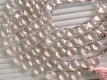 Rose Quartz Hexagon Shape Faceted Briolette Beads