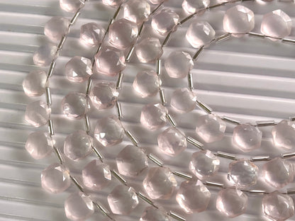 Rose Quartz Hexagon Shape Faceted Briolette Beads