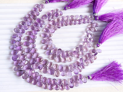 Pink Amethyst Pear shape faceted Briolette beads