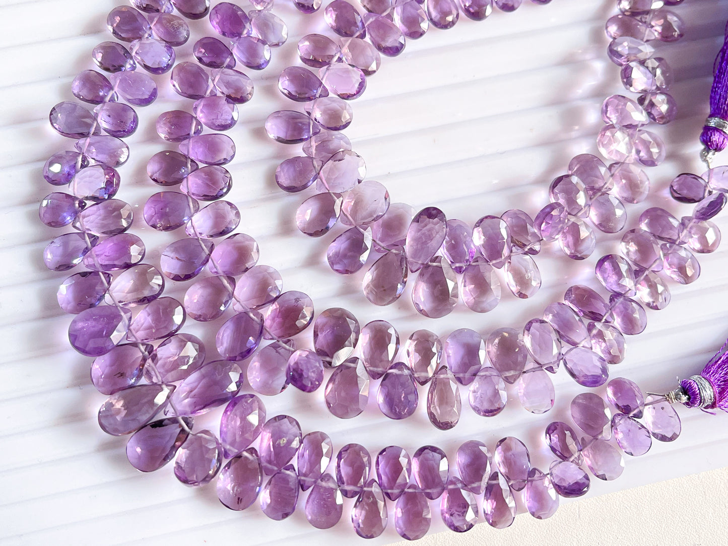 Pink Amethyst Pear shape faceted Briolette beads