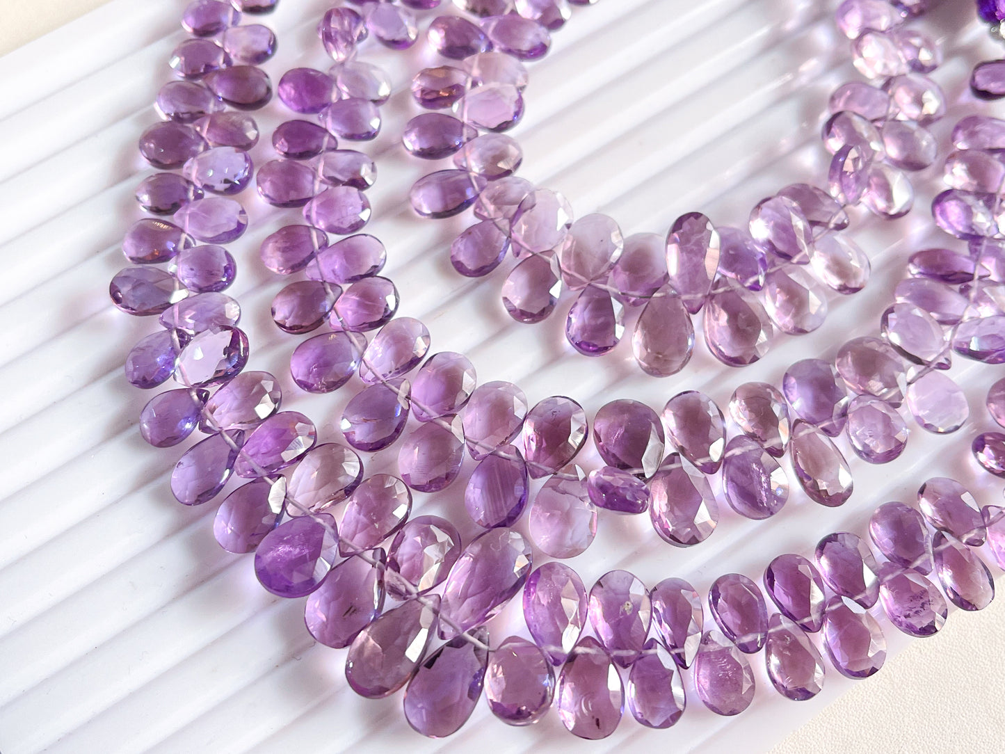 Pink Amethyst Pear shape faceted Briolette beads