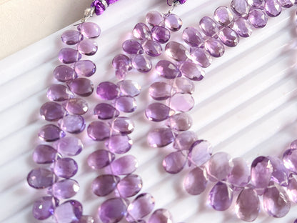 Pink Amethyst Pear shape faceted Briolette beads