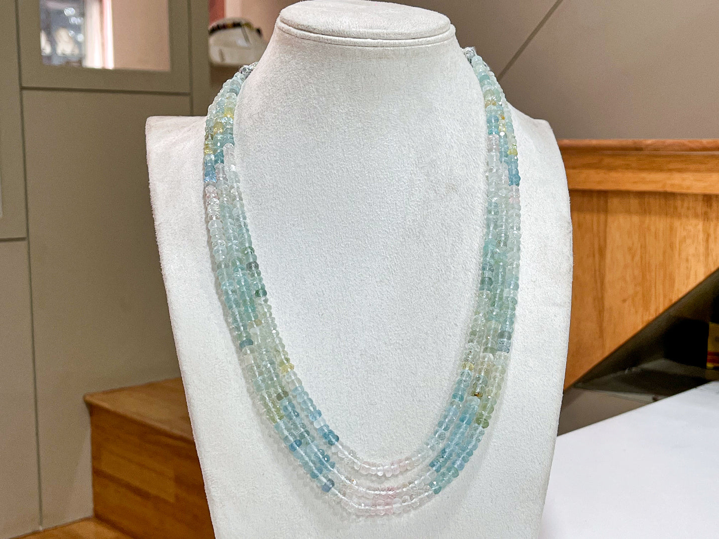 Natural Aquamarine Gemstone Beaded Necklace