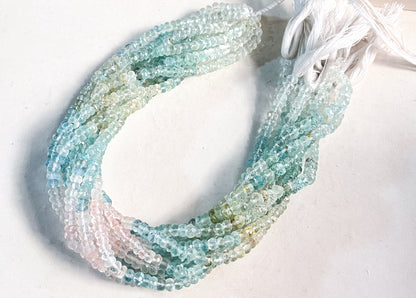Aquamarine Faceted Rondelle Shape Beads