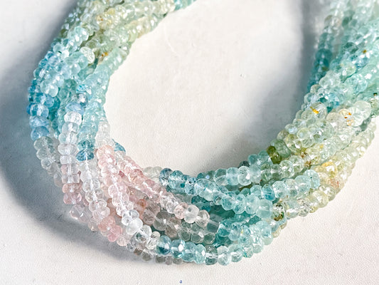 Aquamarine Faceted Rondelle Shape Beads