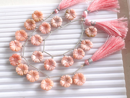 Natural Pink Opal Flower carving beads
