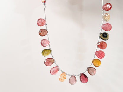 Multi Tourmaline Pear shape faceted Briolette beads