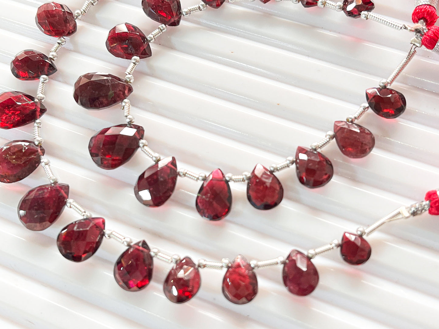 Rubellite Tourmaline Pear shape faceted Briolette beads