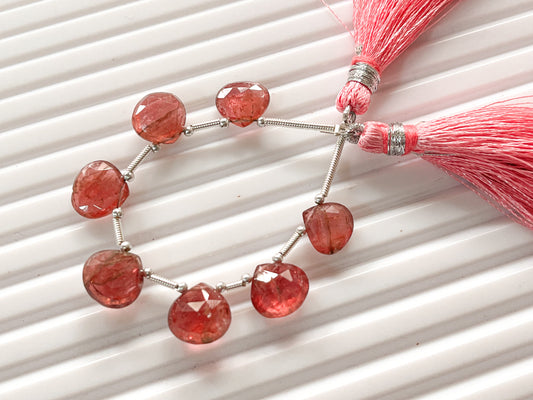 Pink Tourmaline Heart shape faceted Briolette beads