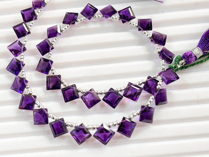 Diamond Shape! Purple Amethyst Cut stone Beads