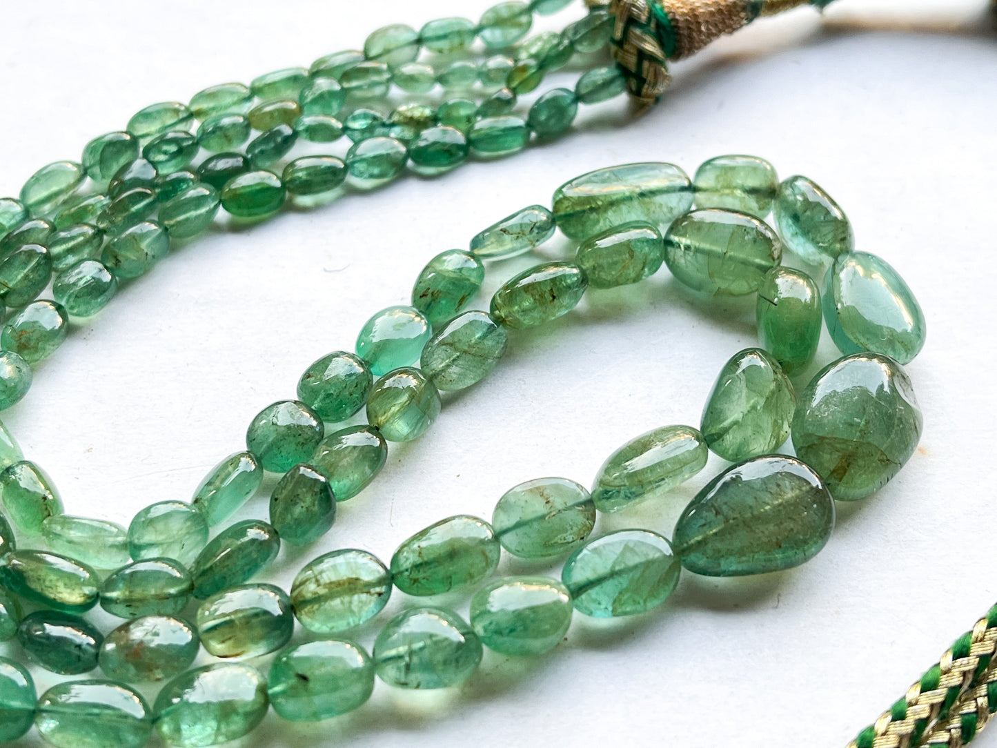 Natural Zambian Emerald Smooth Tumble Shape Beads