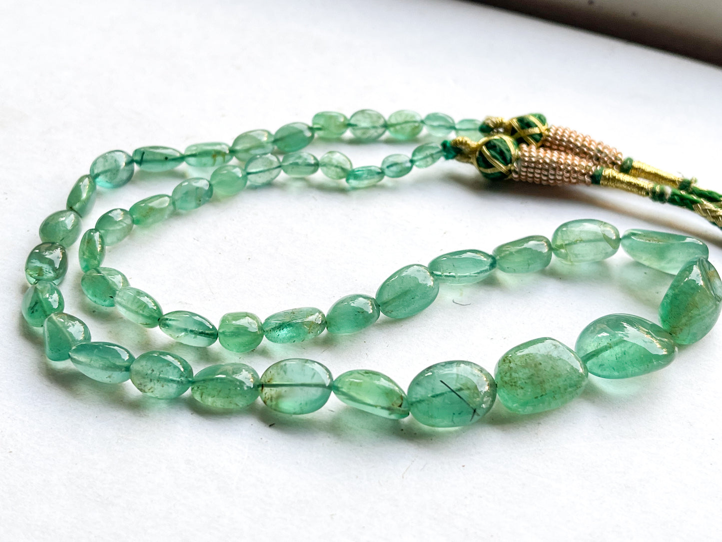 Natural Zambian Emerald Smooth Tumble Shape Beads
