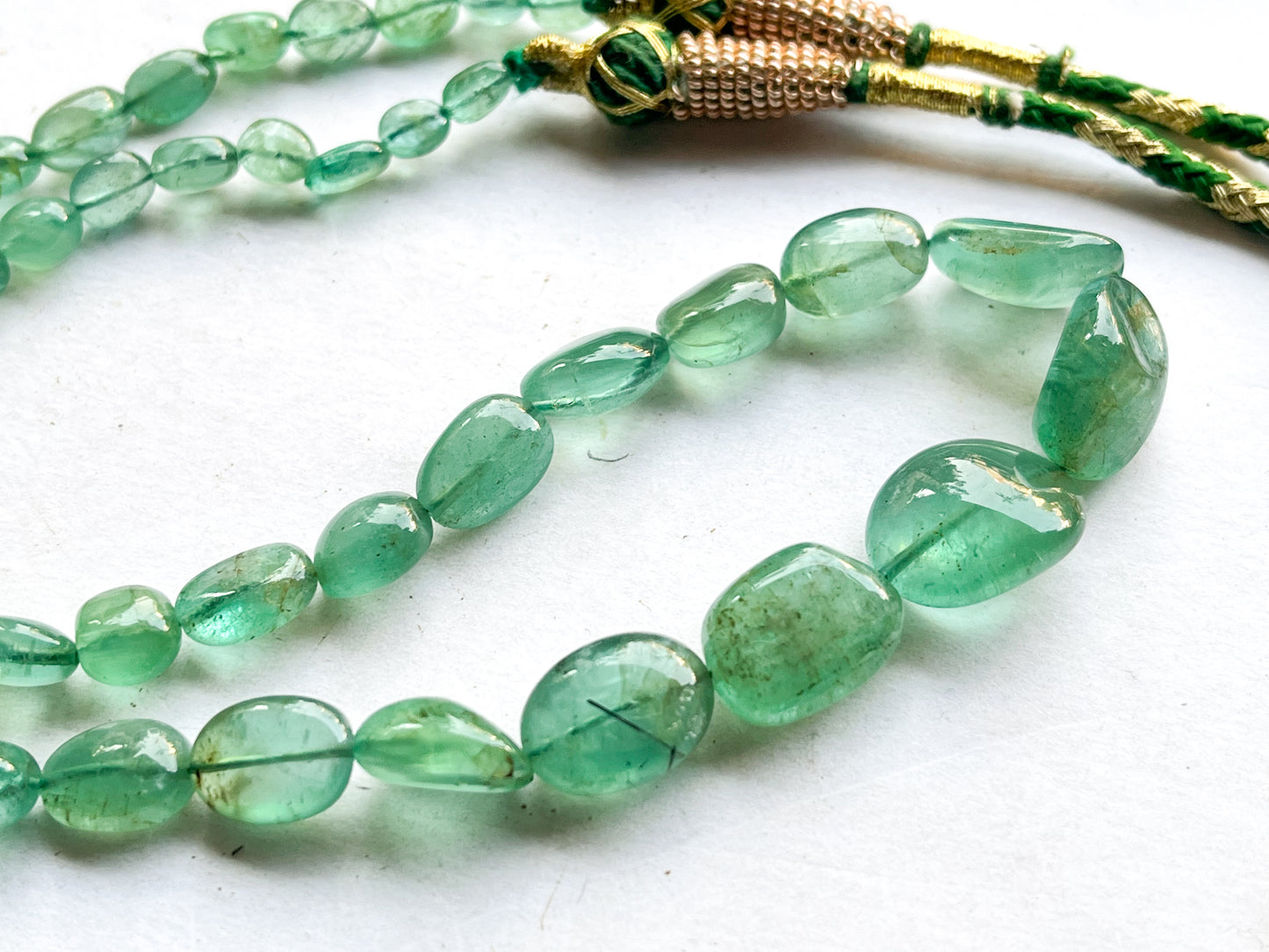 Natural Zambian Emerald Smooth Tumble Shape Beads