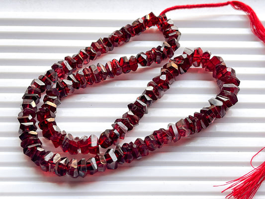 Red Garnet Uneven Shape Tumble Faceted Beads