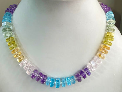 Natural Mixed Semi Precious Smooth Hexagonal Beads | Bolt Shape Beads