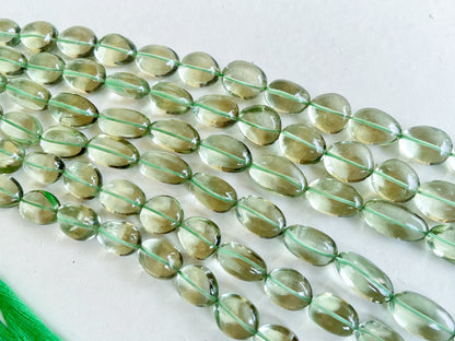 AAA Natural Green Amethyst Smooth Tumble Shape Clear Quality Beads