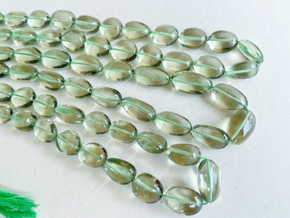 AAA Natural Green Amethyst Smooth Tumble Shape Clear Quality Beads