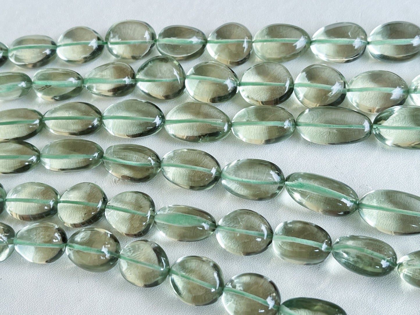 AAA Natural Green Amethyst Smooth Tumble Shape Clear Quality Beads