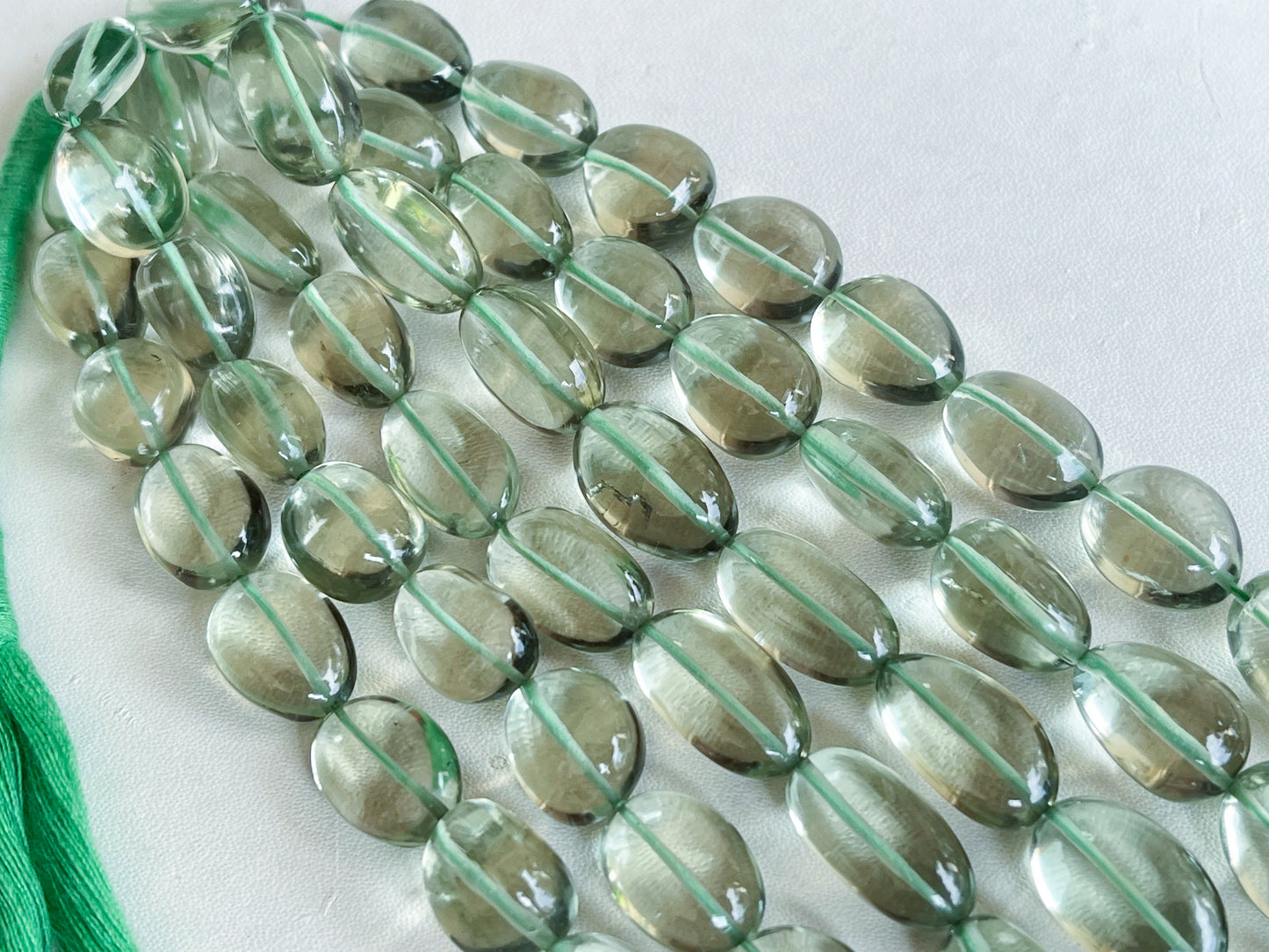 AAA Natural Green Amethyst Smooth Tumble Shape Clear Quality Beads