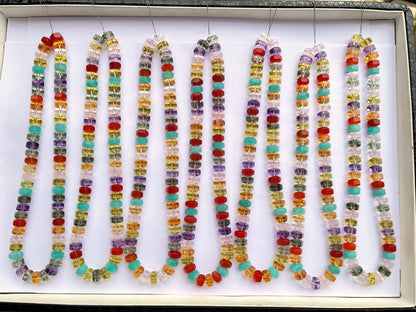 Exclusive! 9MM Mix Natural Gemstone Hexagonal rondelle shape beads for Necklace making