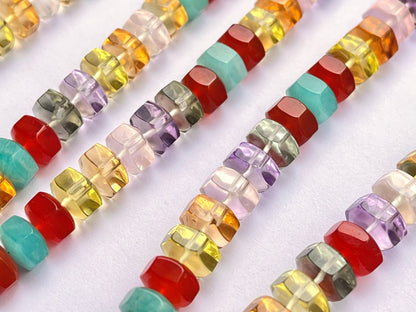 Exclusive! 9MM Mix Natural Gemstone Hexagonal rondelle shape beads for Necklace making