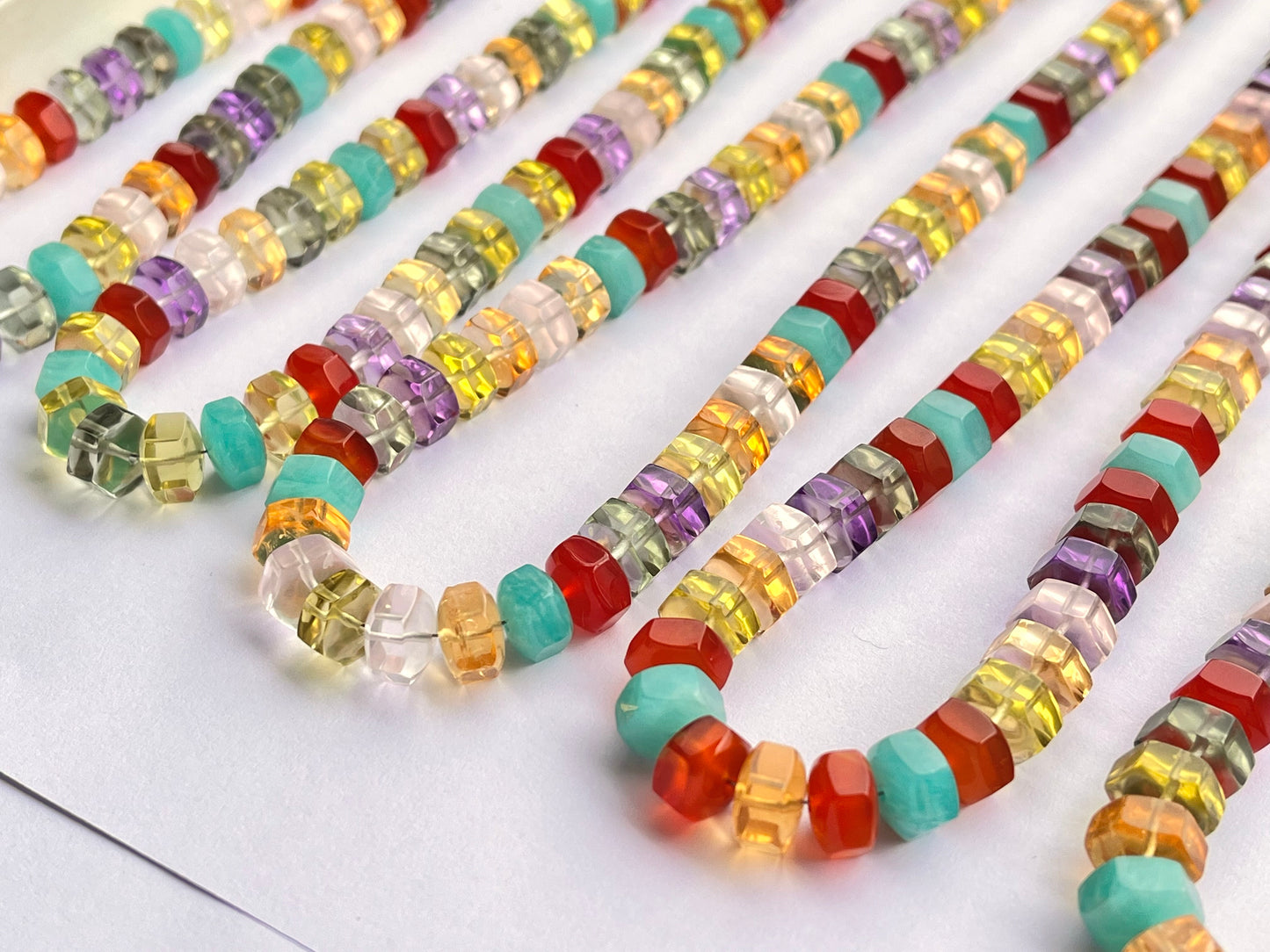 Exclusive! 9MM Mix Natural Gemstone Hexagonal rondelle shape beads for Necklace making
