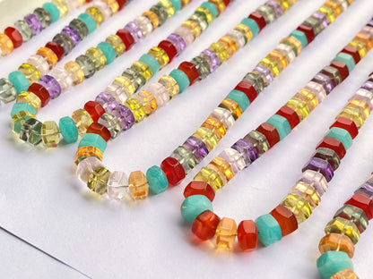 Exclusive! 9MM Mix Natural Gemstone Hexagonal rondelle shape beads for Necklace making