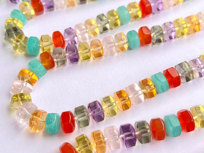 Exclusive! 9MM Mix Natural Gemstone Hexagonal rondelle shape beads for Necklace making