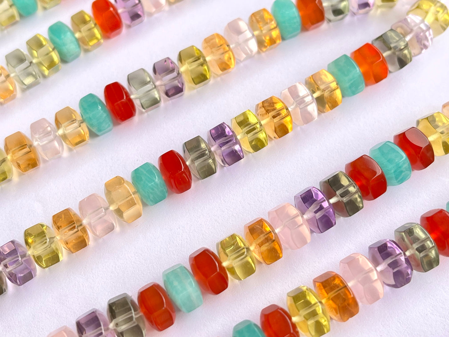 Exclusive! 9MM Mix Natural Gemstone Hexagonal rondelle shape beads for Necklace making