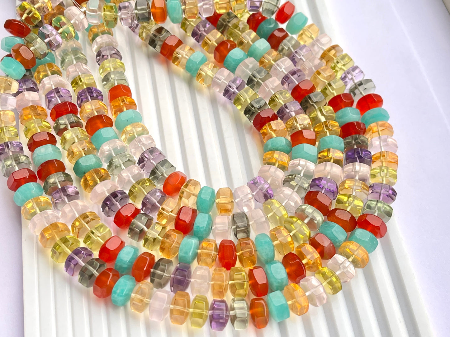 Exclusive! 9MM Mix Natural Gemstone Hexagonal rondelle shape beads for Necklace making