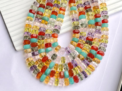 Exclusive! 9MM Mix Natural Gemstone Hexagonal rondelle shape beads for Necklace making