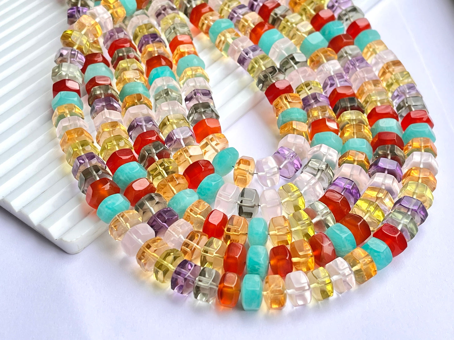 Exclusive! 9MM Mix Natural Gemstone Hexagonal rondelle shape beads for Necklace making