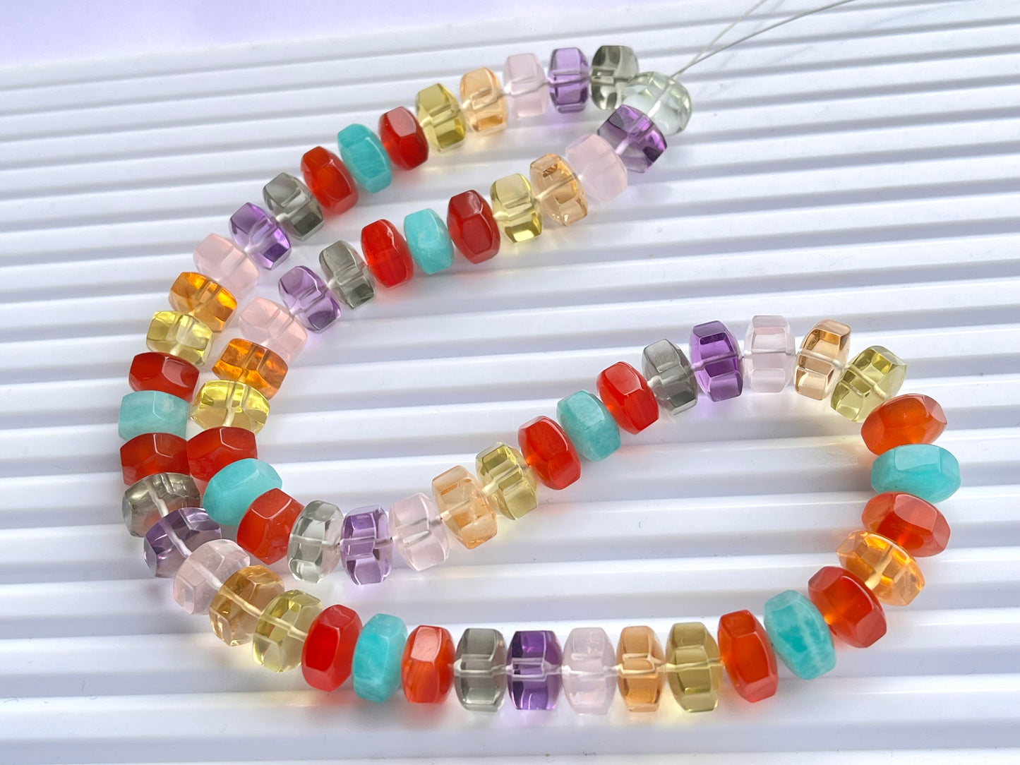Exclusive! 9MM Mix Natural Gemstone Hexagonal rondelle shape beads for Necklace making