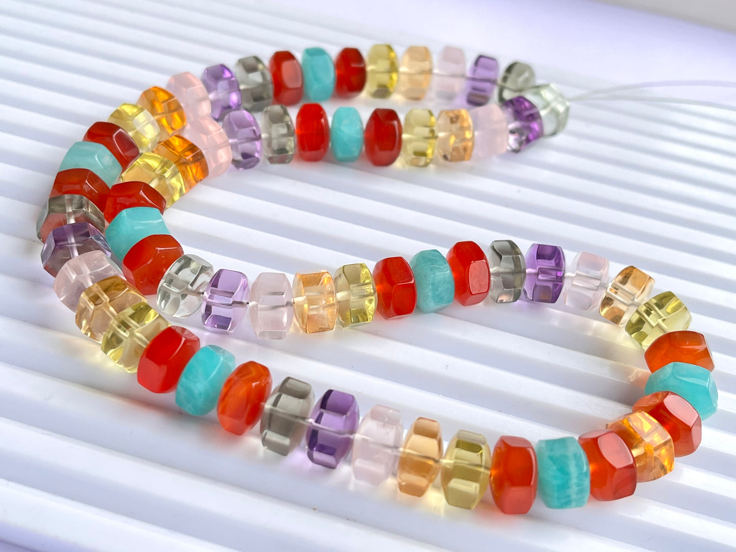 Exclusive! 9MM Mix Natural Gemstone Hexagonal rondelle shape beads for Necklace making
