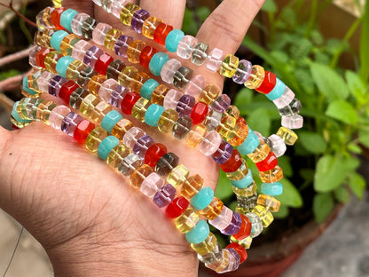 Exclusive! 9MM Mix Natural Gemstone Hexagonal rondelle shape beads for Necklace making