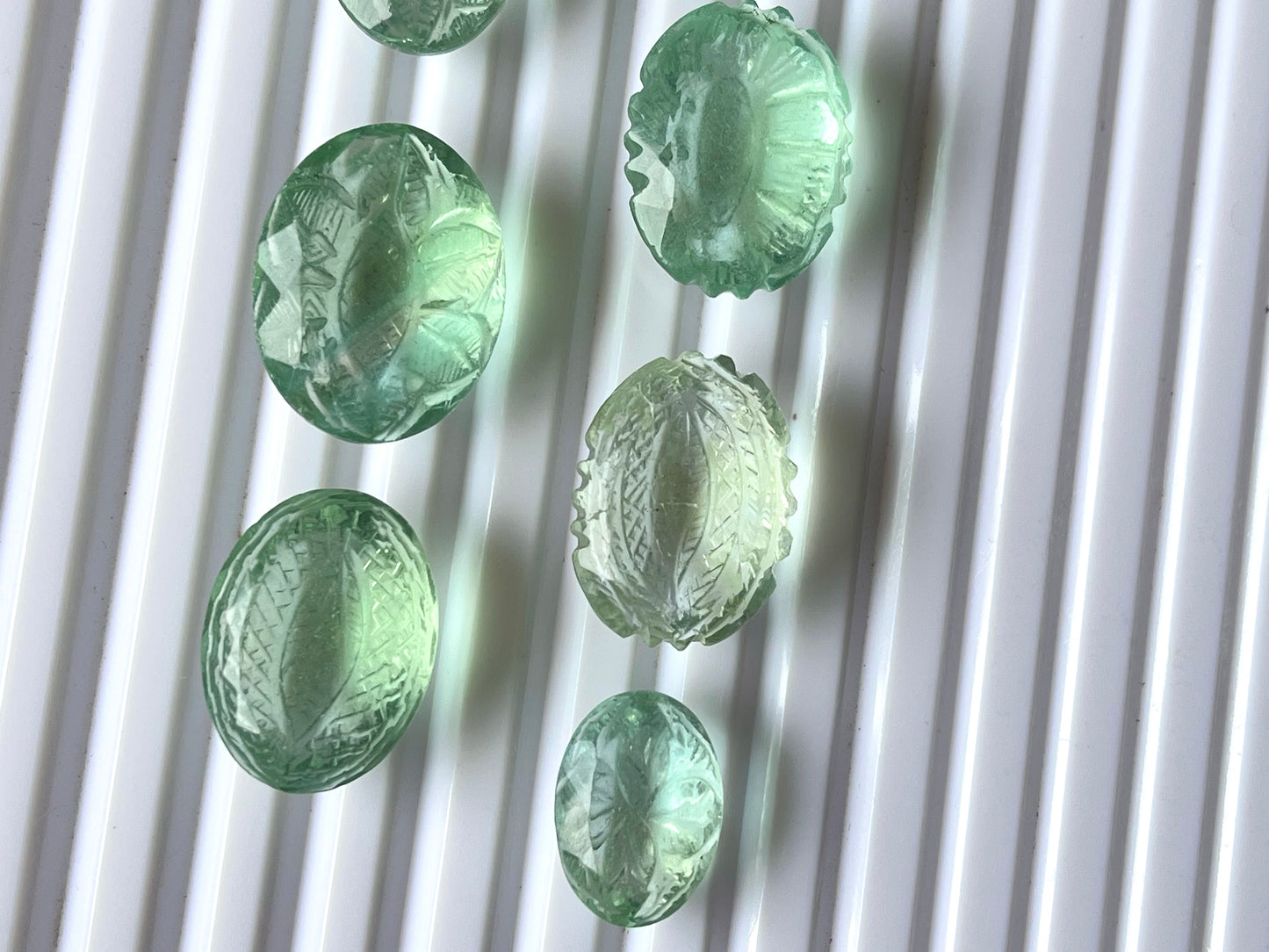 Natural Green Fluorite gemstone carved cut stone loose gemstone (sold random piece)