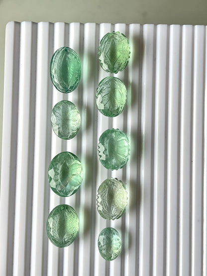 Natural Green Fluorite gemstone carved cut stone loose gemstone (sold random piece)