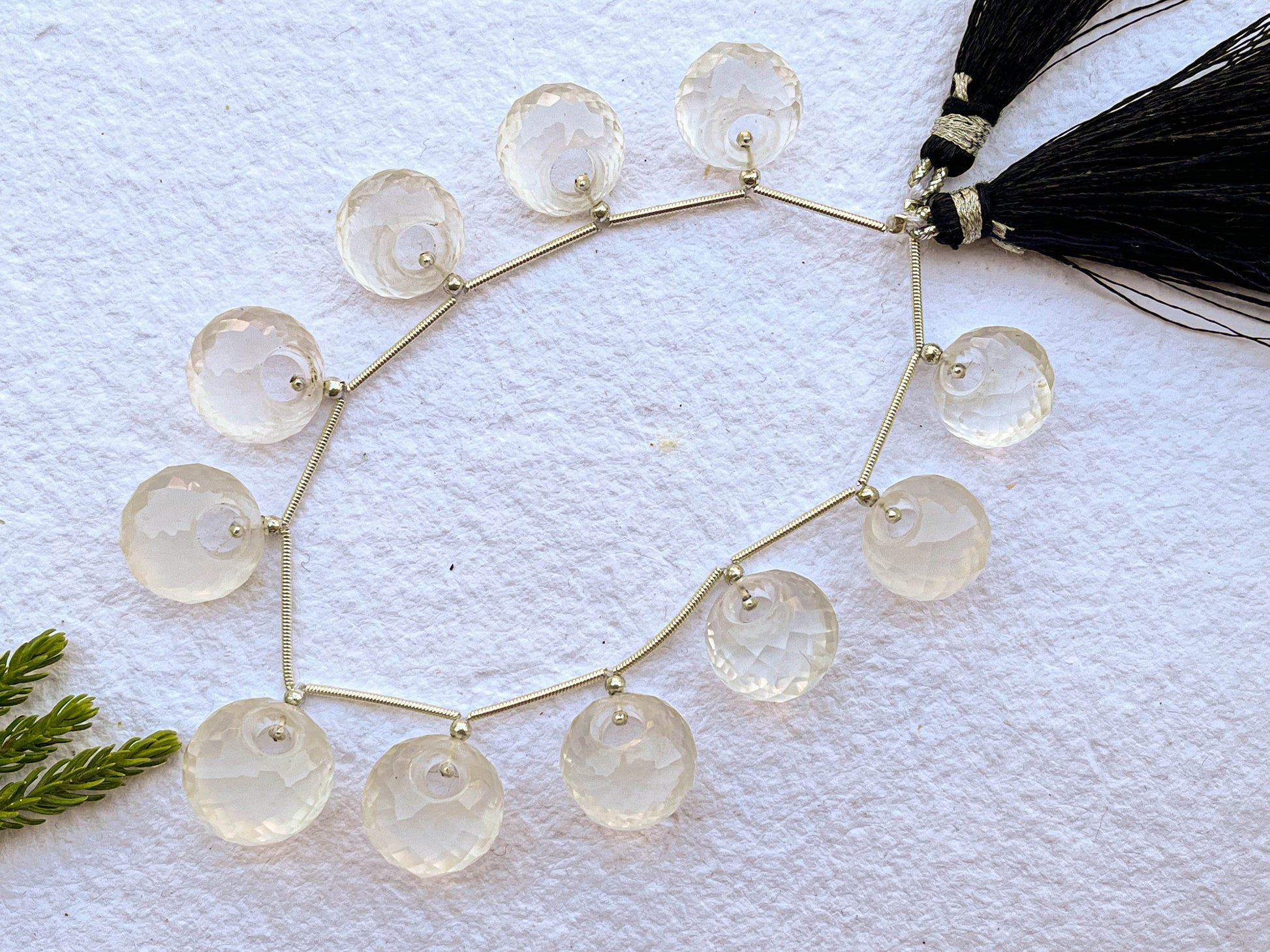 Ice quartz Faceted Round Hoop Shape Beads Beadsforyourjewelry