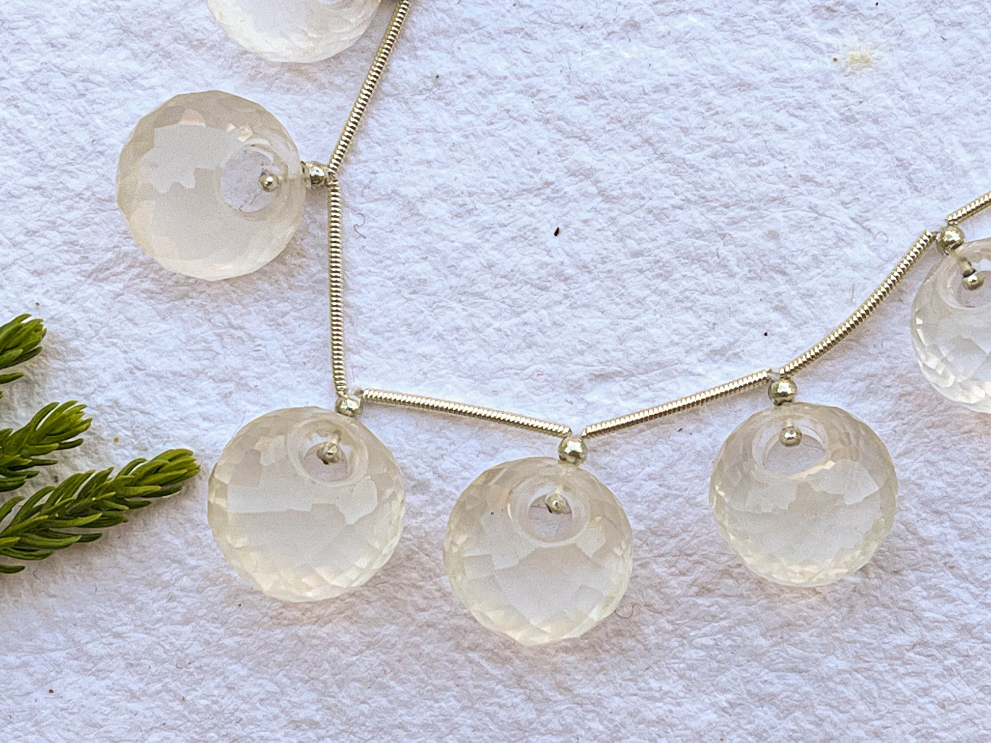 Ice quartz Faceted Round Hoop Shape Beads Beadsforyourjewelry
