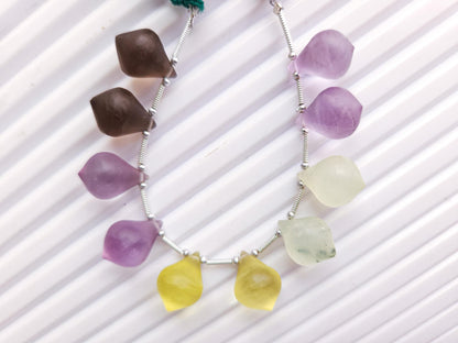 Mix Natural gemstone Frosted Slanted shape smooth Drops