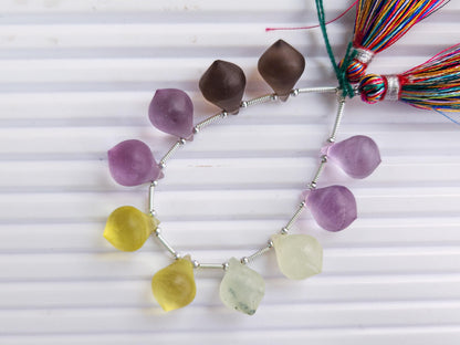 Mix Natural gemstone Frosted Slanted shape smooth Drops
