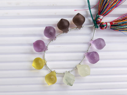 Mix Natural gemstone Frosted Slanted shape smooth Drops