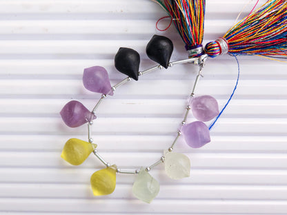 Mix Natural gemstone Frosted Slanted shape smooth Drops