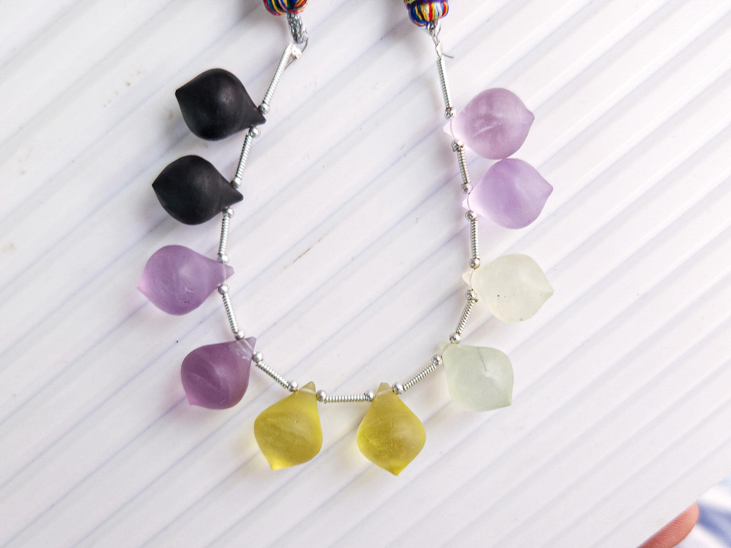 Mix Natural gemstone Frosted Slanted shape smooth Drops