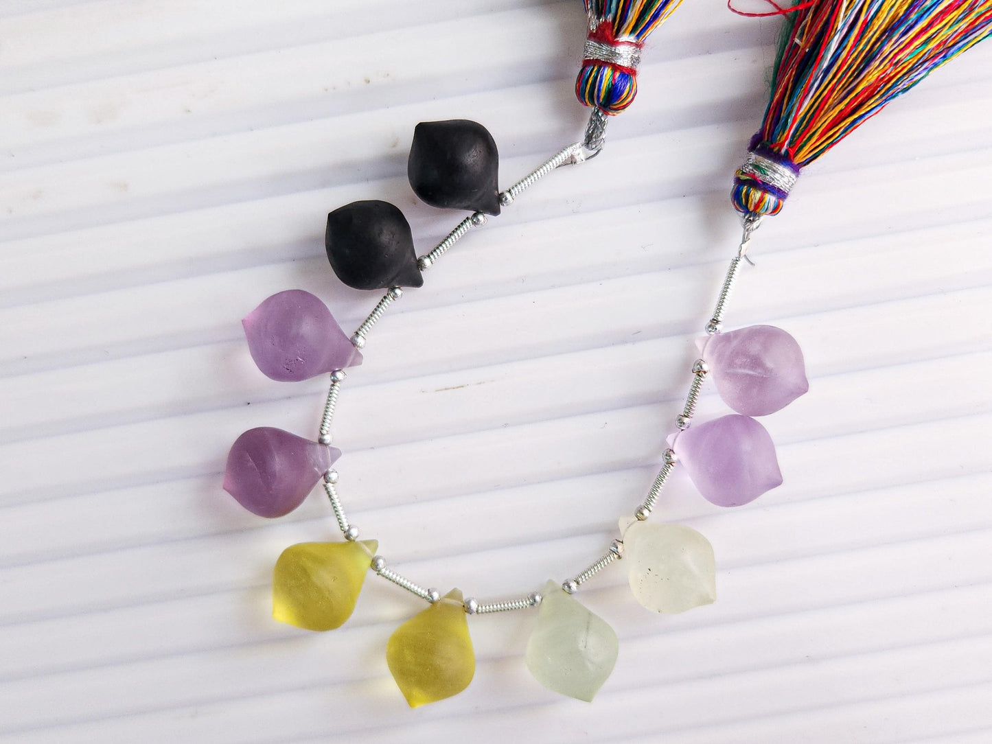 Mix Natural gemstone Frosted Slanted shape smooth Drops